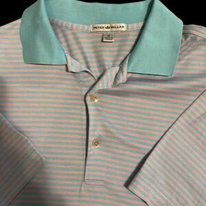 Peter Millar Blue and Pink Polo Shirt. Medium 100% cotton